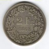 2.- SFr. 1862 - sehr schön-